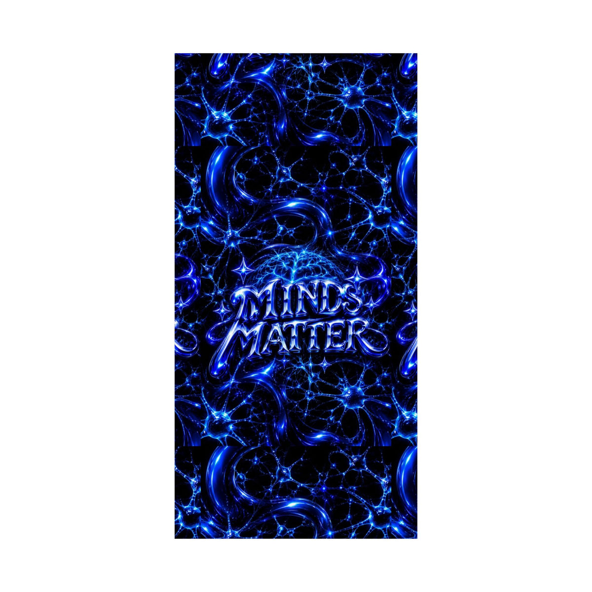 Matte Vertical Poster — "Minds Matter" Neon Blue Psychedelic Art