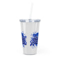 Minds Matter Plastic Tumbler with Straw – Blue Neural Design, Insulated Travel Cup