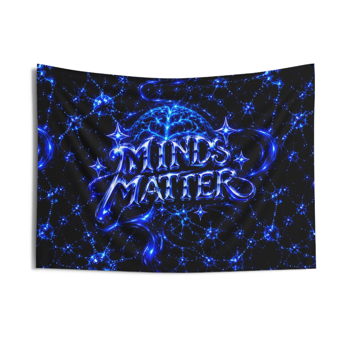 Mind Matters Tapestry — Blue Neural Network Wall Hanging