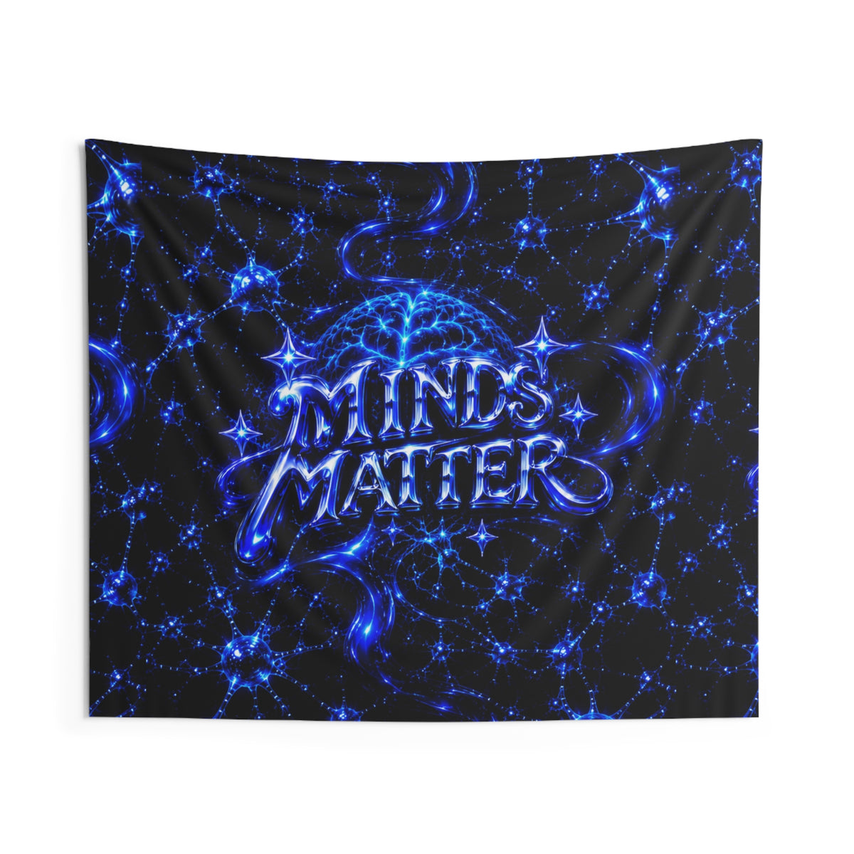 Mind Matters Tapestry — Blue Neural Network Wall Hanging